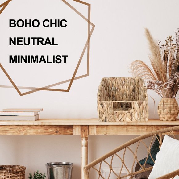 NEW Set of 2 - Water Hyacinth Sloped Storage Basket - Picture 2 of 5